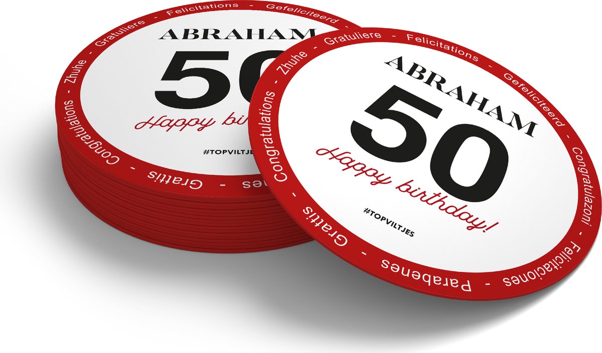 Bierviltjes Verjaardag | Gefeliciteerd Abraham (Mix 20 stuks)